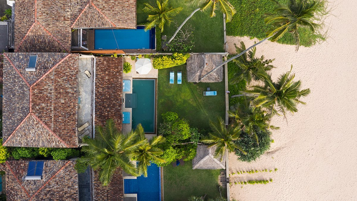 A lawn, then the ocean